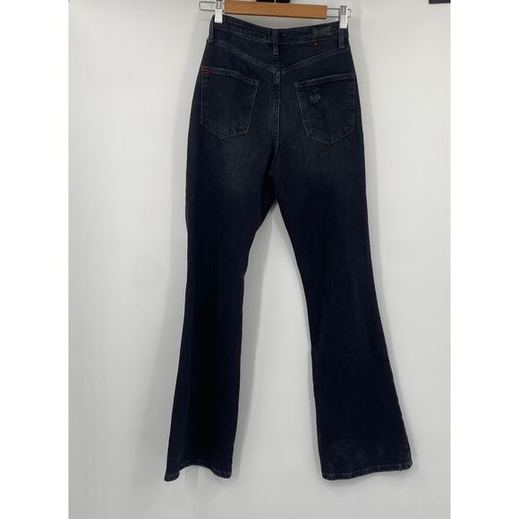 Urban Outfitters BDG Jeans Stretch High Rise Flare Leg Distressed Denim Black 26 - Picture 6 of 9
